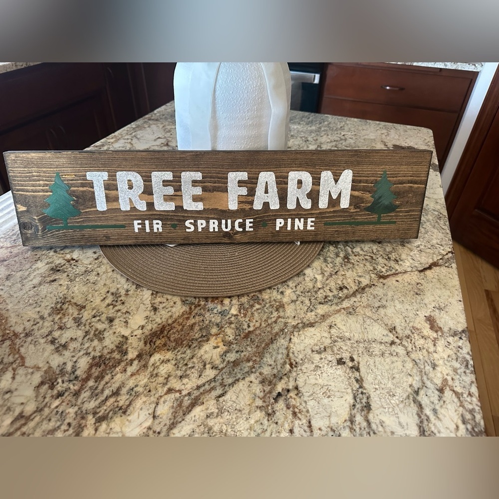 Rustic Tree Farm Wood Sign 24x6 Farmhouse Christmas Holiday Decor